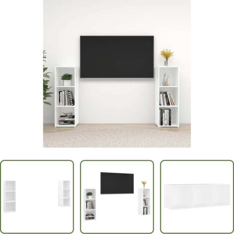 vidaXL Mobile TV in legno -  Mobili TV 2 pz Bianchi 107x35x37 cm in Legno Multistrato