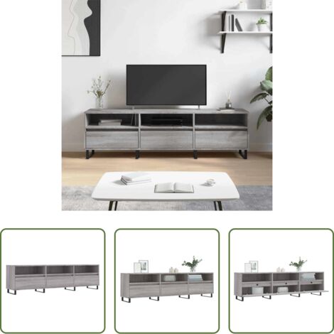 vidaXL Mobile TV in legno multistrato -  Mobile Porta TV Grigio Sonoma 150x30x44,5 cm Legno Multistrato