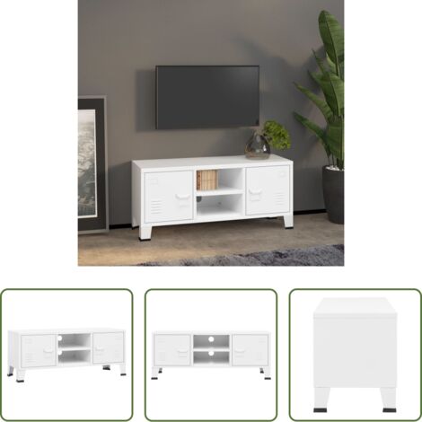 vidaXL Mobile TV in metallo -  Mobile TV Industriale Bianco 105x35x42 cm in Metallo