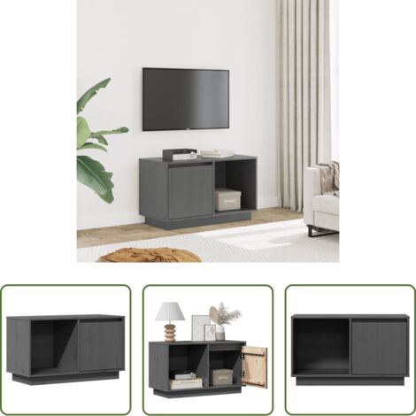 vidaXL Mobile TV in pino -  Mobile Porta TV Grigio 74x35x44 cm in Legno Massello di Pino