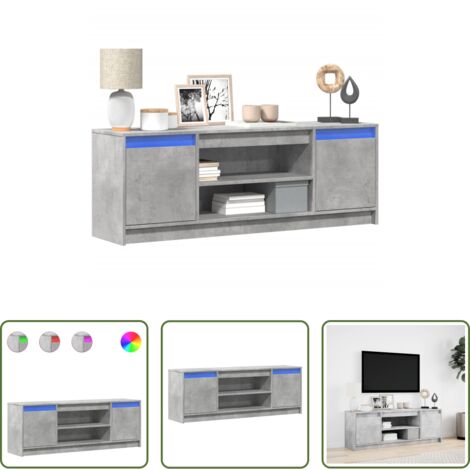 vidaXL Mobile TV in truciolato -  Mobile Porta TV con LED Grigio Cemento 139,5x34x50cm Truciolato