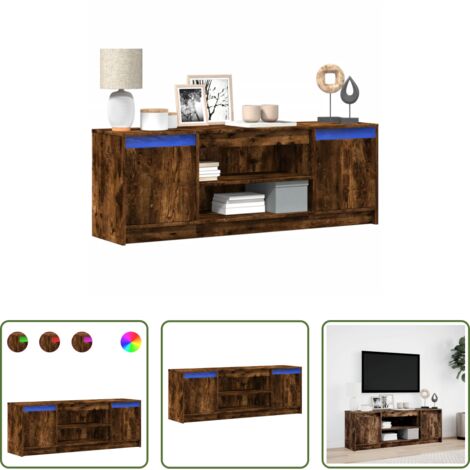 vidaXL Mobile TV in truciolato -  Mobile Porta TV con LED Rovere Fumo 139,5x34x50cm in Truciolato