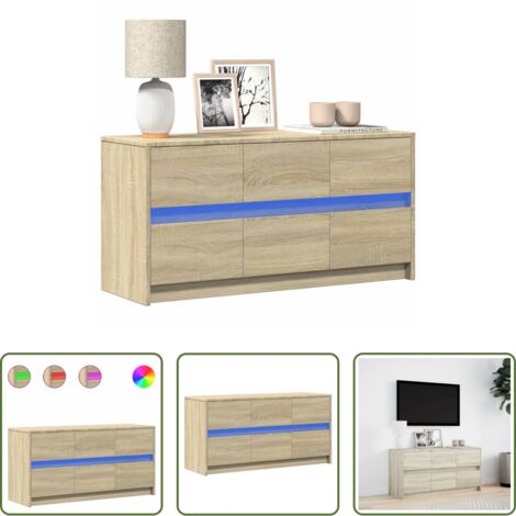 vidaXL Mobile TV in Truciolato -  Mobile Porta TV con LED Rovere Sonoma 100x34x50cm in Truciolato