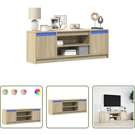 vidaXL Mobile TV in truciolato -  Mobile Porta TV con LED Rovere Sonoma 139,5x34x50 cm Truciolato