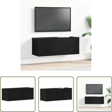 vidaXL Mobile TV Legno Multistrato -  Mobile TV Rovere Nero 80 x 30 x 30 cm Legno multistrato