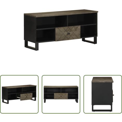 vidaXL Mobile TV mango -  Mobile Porta TV Nero 100x33x46 cm in Legno Massello di Mango