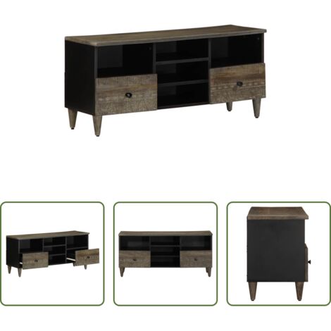 vidaXL Mobile TV mango -  Mobile Porta TV Nero 100x33x46 cm in Legno Massello di Mango