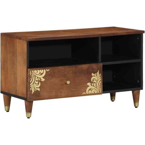 vidaXL Mobile TV Marrone 80 x 33.5 x 46 cm Legno massello di mango