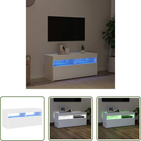 vidaXL Mobile TV -  Mobile Porta TV con Luci LED Bianco 90x35x40 cm