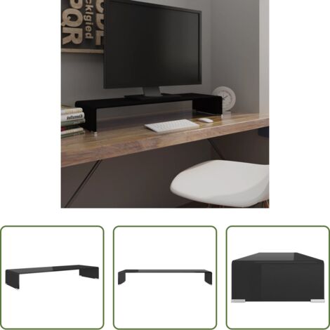 vidaXL Mobile TV -  Mobile/Rialzo Porta TV in Vetro Nero 90x30x13 cm