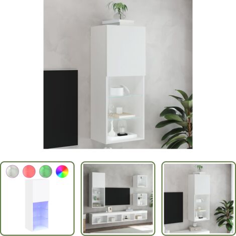 vidaXL Mobile TV -  Mobile TV con Luci LED Bianco 40,5x30x102 cm