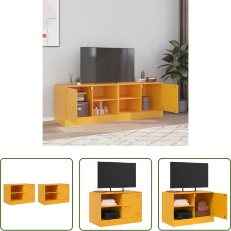 vidaXL Mobile TV -  Mobili TV 2 pz Giallo Senape 67x39x44 cm in Acciaio