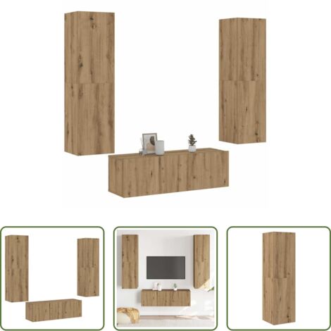 vidaXL Mobile TV -  Mobili TV a Parete 3 pz Rovere Artigianale in Legno Multistrato
