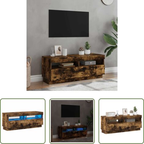 vidaXL Mobile TV moderno -  Mobile Porta TV con Luci LED Rovere Fumo 100x35x40 cm