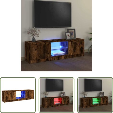 vidaXL Mobile TV moderno -  Mobile Porta TV con Luci LED Rovere Fumo 120x30x36 cm