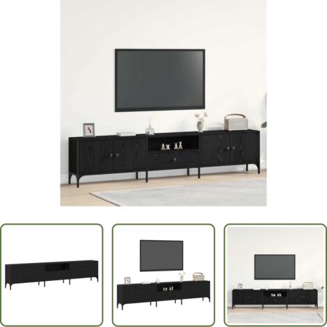 vidaXL Mobile TV moderno -  Mobile TV Rovere nero 200 x 25 x 44 cm Legno multistrato