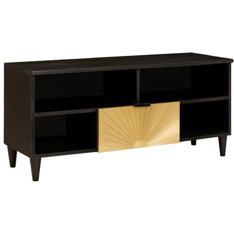 vidaXL Mobile TV Nero e Oro 100 x 33 x 46 cm Legno multistrato