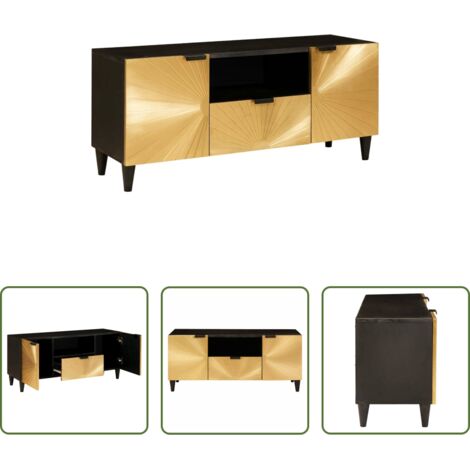 vidaXL Mobile TV nero e oro -  Mobile TV Nero e Oro 105 x 33 x 46 cm Legno multistrato