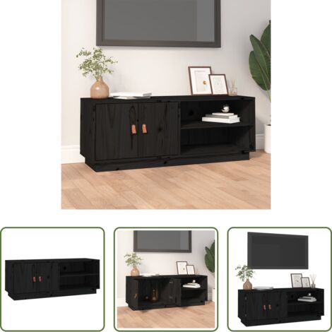 vidaXL Mobile TV nero -  Mobile Porta TV Nero 105x34x40 cm in Legno Massello di Pino