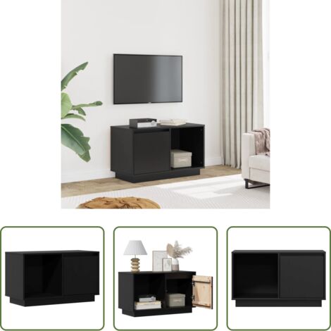 vidaXL Mobile TV nero -  Mobile Porta TV Nero 74x35x44 cm in Legno Massello di Pino