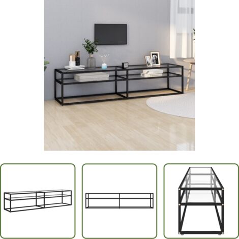 vidaXL Mobile TV Nero -  Mobile Porta TV Trasparente 180x40x40,5 cm in Vetro Temperato