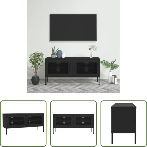 vidaXL Mobile TV nero -  Mobile TV Nero 105x35x50 cm in Acciaio