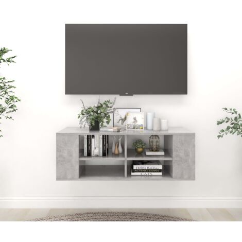 vidaXL Mobile TV Parete Grigio Cemento 102x35x35 cm Legno Multistrato