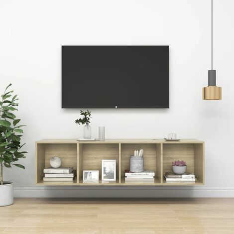 vidaXL Mobile TV Parete Rovere Sonoma 37x37x142,5cm Legno Multistrato