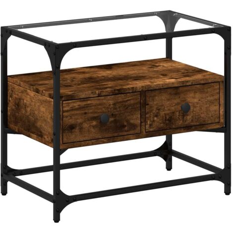 vidaXL Mobile TV Piano Vetro Rovere Fumo 60x35x51cm Legno Multistrato