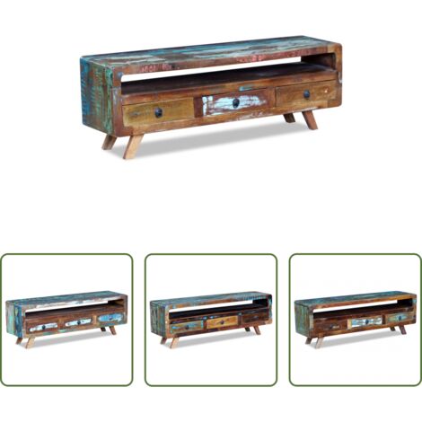 vidaXL Mobile TV retro -  Mobile Porta TV con 3 Cassetti in Legno Massello di Recupero