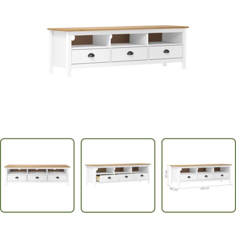 vidaXL Mobile TV retro -  Mobile Porta TV Hill Bianco 158x40x47 cm in Legno di Pino
