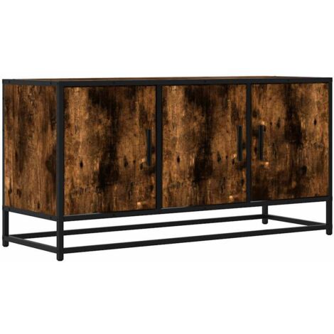 vidaXL Mobile TV Rovere Fumo 100x35x50 cm Legno Multistrato e Metallo