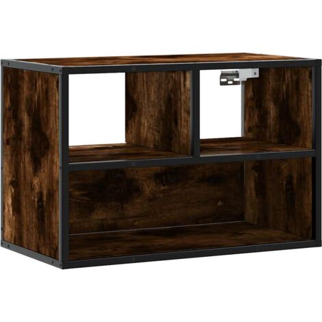 vidaXL Mobile TV Rovere Fumo 60x31x39,5 cm Legno Multistrato e Metallo
