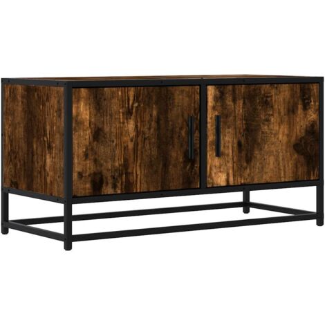vidaXL Mobile TV Rovere Fumo 80x34,5x40 cm Legno Multistrato e Metallo