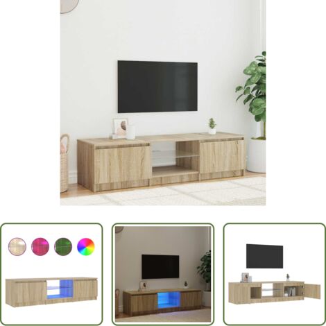 vidaXL Mobile TV Rovere Fumo -  Mobile Porta TV con Luci LED Rovere Fumo 140x40x36 cm