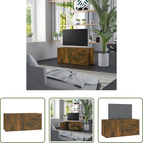 vidaXL Mobile TV Rovere Fumo -  Mobile Porta TV Rovere Fumo 80x34x36 cm in Legno Multistrato