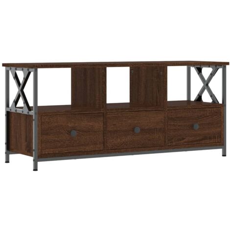 vidaXL Mobile TV Rovere Marrone 102x33x45 cm Legno Multistrato e Ferro