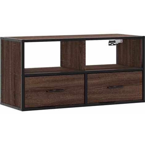 vidaXL Mobile TV Rovere Marrone 80x31x39,5cm Legno Multistrato Metallo