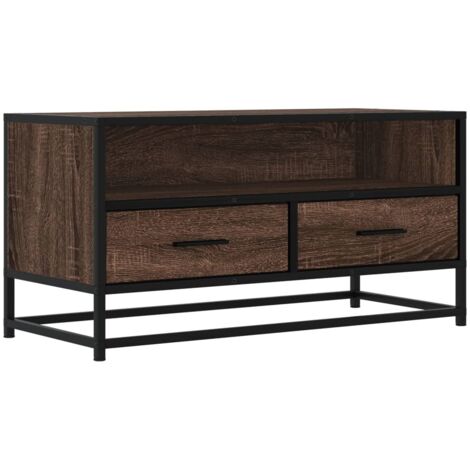 vidaXL Mobile TV Rovere Marrone 80x34,5x40cm Legno Multistrato Metallo