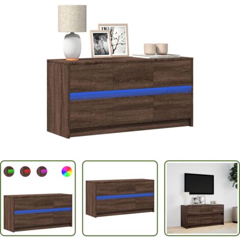 vidaXL Mobile TV Rovere Marrone -  Mobile Porta TV con LED Rovere Marrone 100x34x50 cm Truciolato