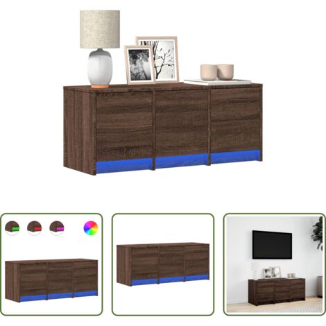 vidaXL Mobile TV Rovere Marrone -  Mobile Porta TV con LED Rovere Marrone 97x34x40 cm Truciolato