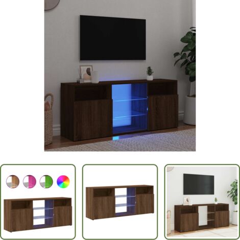 vidaXL Mobile TV Rovere Marrone -  Mobile Porta TV con Luci LED Rovere Marrone 120x30x50 cm