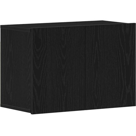 vidaXL Mobile TV Rovere Nero 60x30x41 cm in Legno Massello