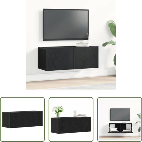 vidaXL Mobile TV Rovere Nero -  Mobile TV 2 pcs Rovere Nero 80 x 30 x 30 cm Legno multistrato