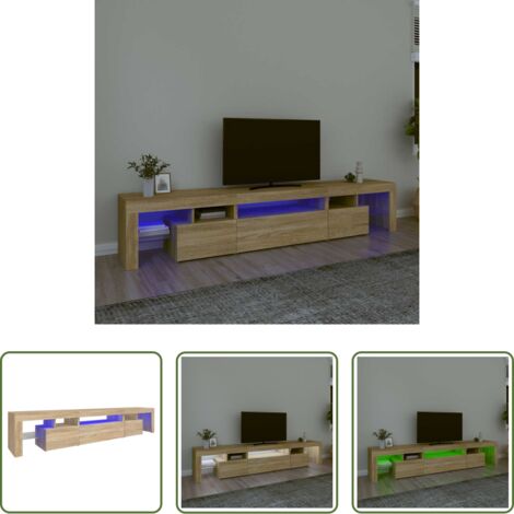 vidaXL Mobile TV Rovere Sonoma -  Mobile Porta TV con Luci LED Rovere Sonoma 215x36,5x40 cm