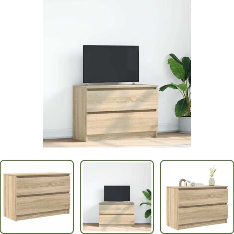 vidaXL Mobile TV Rovere Sonoma -  Mobile Porta TV Rovere Sonoma 80x35x54 cm in Legno Multistrato