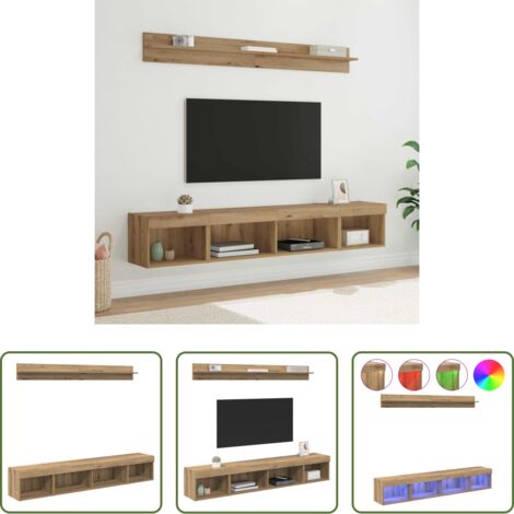 vidaXL Mobile TV -  Set di Mobiletto da TV a Parete 5 pcs Rovere artigianale