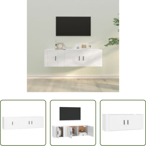 vidaXL Mobile TV -  Set di Mobili Porta TV 2 pz Bianco in Legno Multistrato