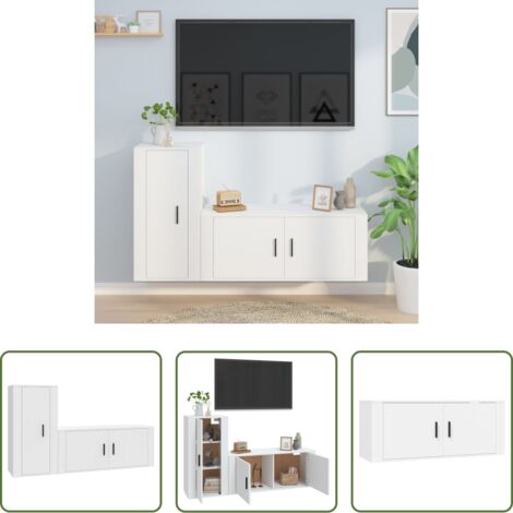 vidaXL Mobile TV -  Set di Mobili Porta TV 2 pz Bianco in Legno Multistrato