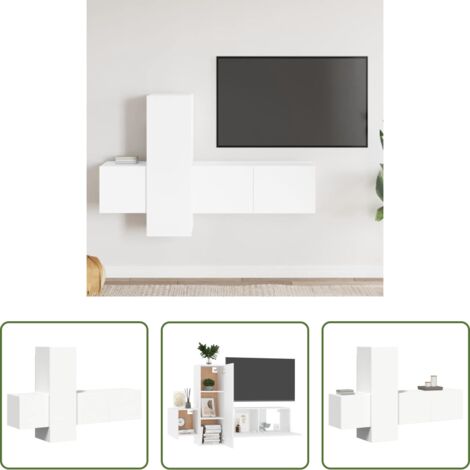 vidaXL Mobile TV -  Set di Mobili Porta TV 3 pz Bianco in Legno Multistrato